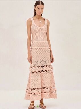 Alexis Blush Pink Crochet Maxi Dress